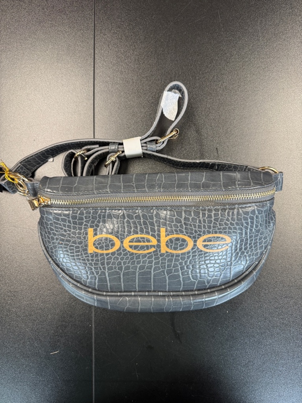 bebe Croc-Embossed Crossbody‎ Bag with Gold Logo